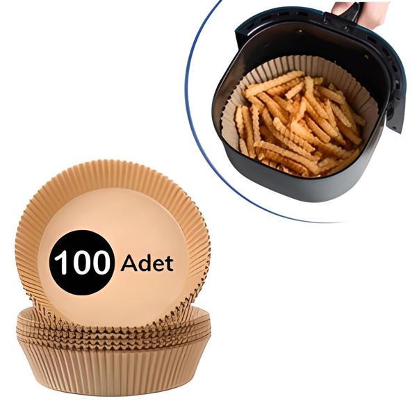 100 Adet Air Fryer Pişirme Kağıdı Tek Kullanımlık Yağ Geçirmez Yapışmaz Gıda Pişirme Kağıdı Yuvarlak Tabak Model - Image 1