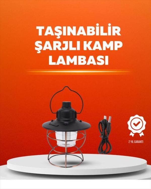 4 Fonksiyonlu Dekoratif Kamp Lambası – Tungsten Ampul, USB Çıkışlı - Image 1