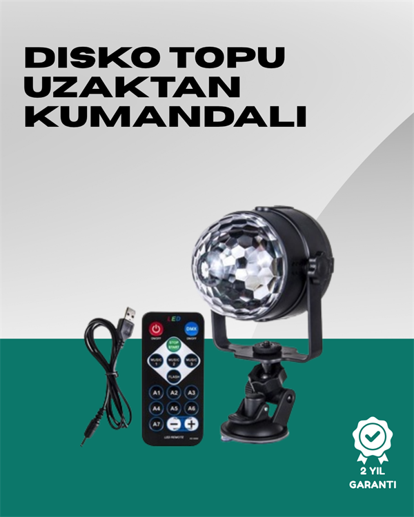 7 Farklı Aydınlatma Modu ve Ses Sensörlü Disko Topu Lambası - Image 1