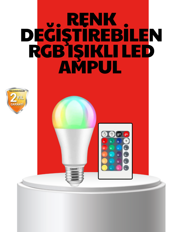 RGB Uzaktan Kumandalı LED Ampul 16 Renkli A Kalite Orijinal - Image 1