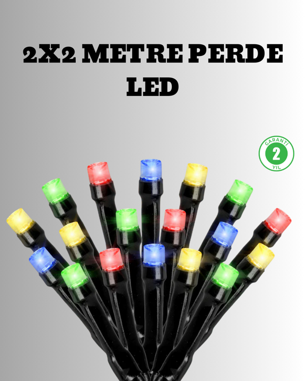 2x2 Metre Pil ile Çalışan Perde LED Işık – 8 Modlu Dekoratif - Image 1