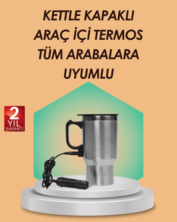 Araç İçi Isıtıcı Termos Bardak Paslanmaz Çelik - Image 1