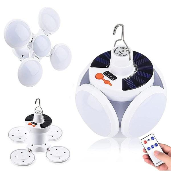 BUFFER®  Solar Panelli Şarjlı 5'li Katlanabilir Acil Durum Kamp Lambası - Image 1