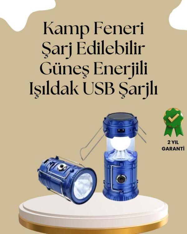 Güneş Enerjili Katlanabilir Kamp Feneri – USB Şarjlı, Hafif ve Çok Fonksiyonlu - Image 1