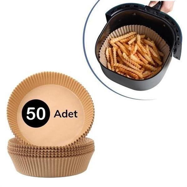50 Adet Air Fryer Pişirme Kağıdı Tek Kullanımlık Hava Fritöz Yağ Geçirmez Yapışmaz Tabak Model - Image 1