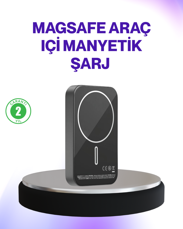 Mıknatıslı MagSafe Uyumlu Araç Tutucu Kablosuz Şarj Destekli - Image 1