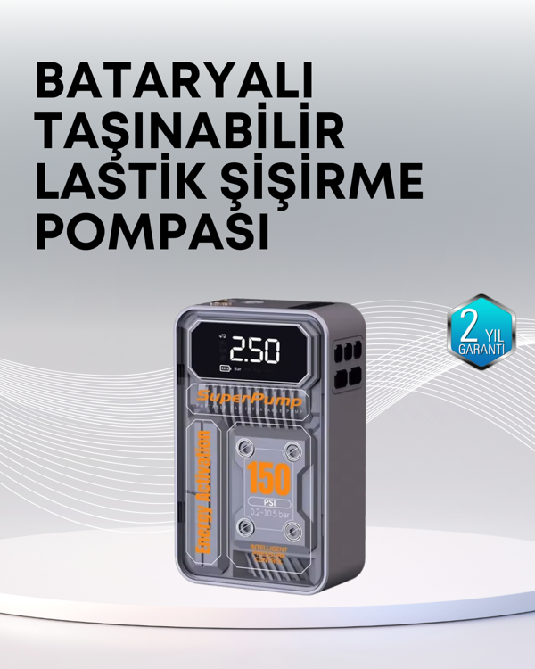 150 PSI Kablosuz Dijital Ekranlı Taşınabilir Araç Lastik Pompası - Image 1