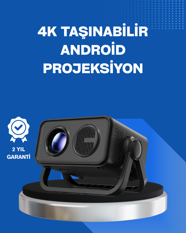 Android TV 11 İşletim Sistemli Elektrikli Odaklama Projektör - Image 1