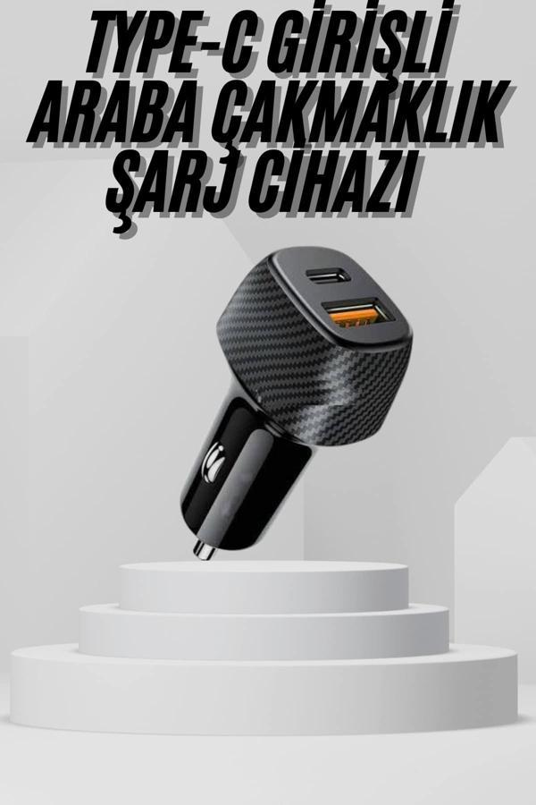 Araç İçi Şarj Cihazı 38W Güç Kapasiteli Type-C Girişli Araba Çakmaklık - Image 1