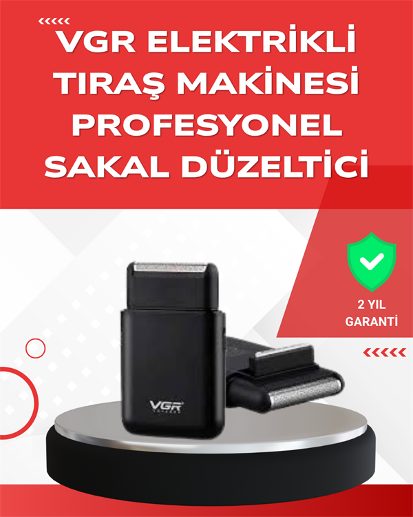 ABS Gövdeli Süper İnce Elektrikli Sakal Kesici – 45 dk Kablosuz Kullanım, Yanak Makası Dahil - Image 1