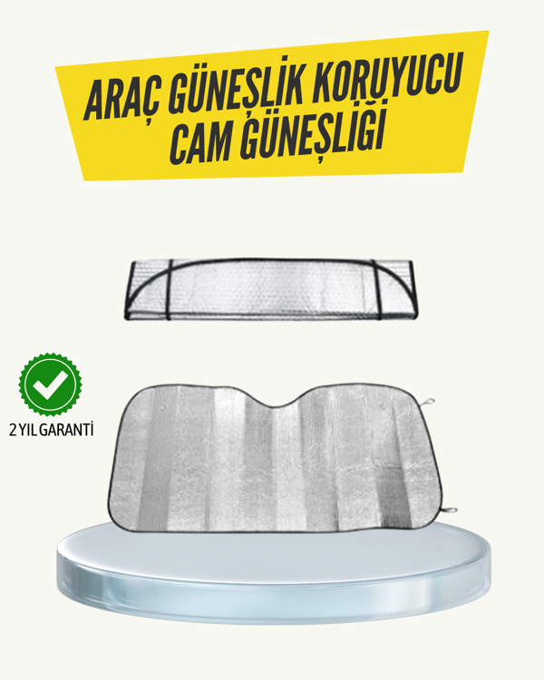 Metalize Reflektörlü Katlanabilir Araç Güneşliği – Yüksek Performanslı Isı ve UV Koruması - Image 1