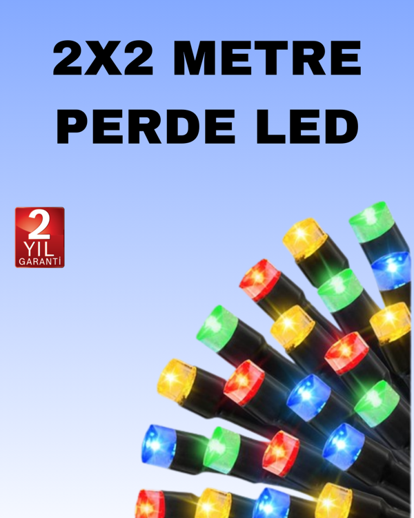 Noel ve Parti Dekorasyonu İçin 2x2 LED Perde Işık – 8 Fonksiyonlu - Image 1