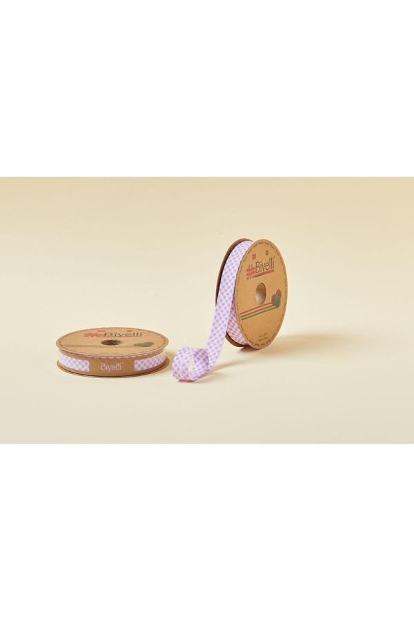 Biye Ekoseli Katlı E07 Lila 2 cm 25 Metre %65 Koton %35 Polyester - Image 1