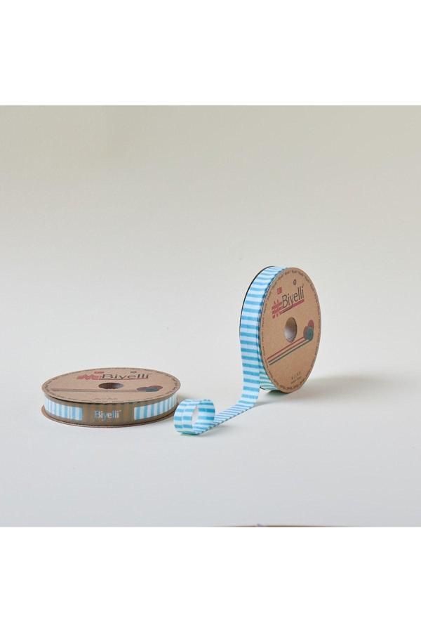 Biye Kalın Çizgili Katlı F09 Turkuaz 2 cm 25 Metre %65 Koton %35 Polyester - Image 1