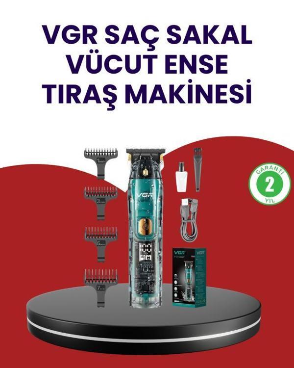 VGR V-695 Şarjlı Profesyonel Erkek Saç Sakal Tıraş Makinesi IPX7 Su Geçirmez - Image 1