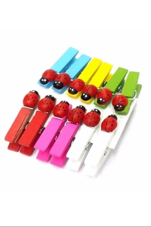 12'li Uğur Böcekli Mini Sunum Mandal Royaleks-MLN-30280 - Image 1