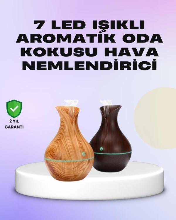 Ultrasonik Ahşap Desenli 130ml Aromaterapi Difüzör ve Hava Nemlendirici - Image 1