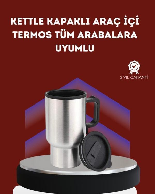 12V Çakmak Girişli Araç İçi Isıtıcı Paslanmaz Çelik Bardak - Image 1