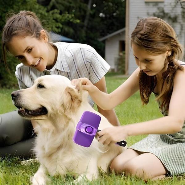 Otomatik Temizlenebilen Tuşlu Pratik Kedi Köpek Tüy Toplama Fırçası - Image 1