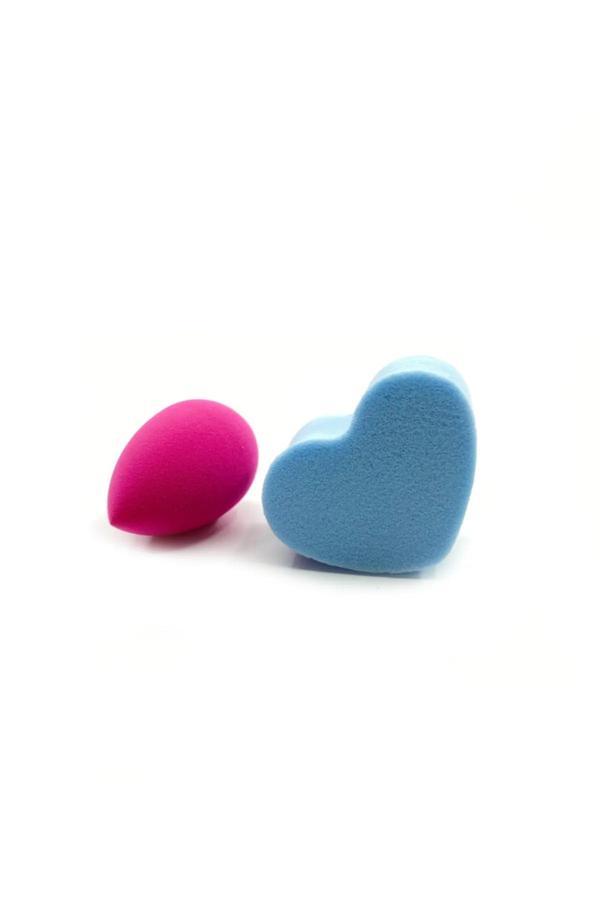2 Li Mini Makyaj Süngeri Çanta Boy Kalp ve Oval - Image 1