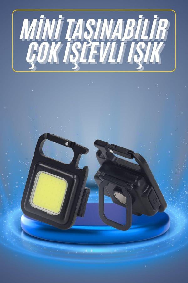Kamp Çadır Lambası Şarjlı El Feneri Işıldak Anahtarlık Mini Mıknatıslı - Image 1