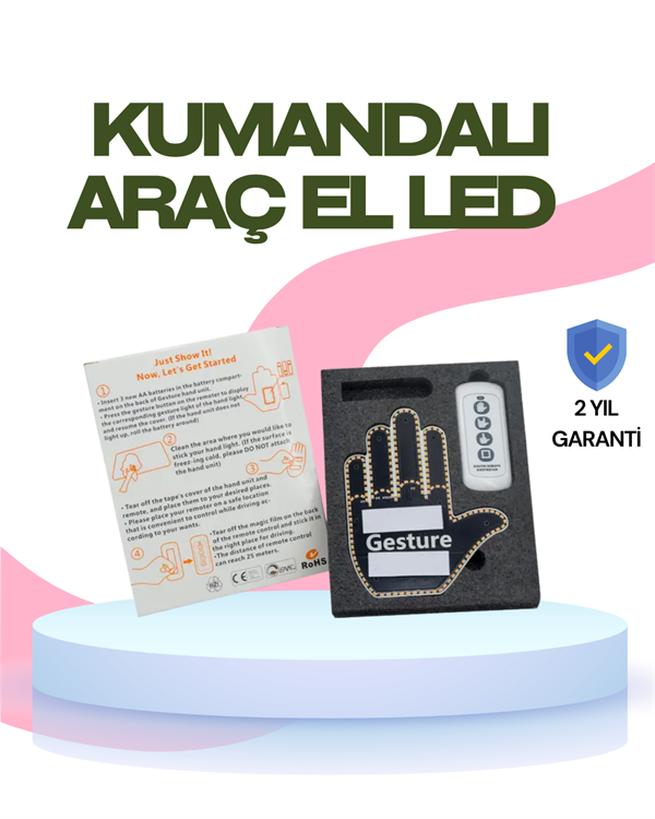 Yüksek Görünürlüklü Otomobil Jest Işığı – 3 Modlu LED Arka Cam Aksesuarı, Pratik ve Eğlenceli - Image 1