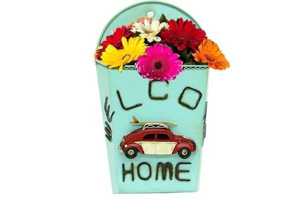 KENPAZAR Dekoratif Metal Saksı Sepet Modeli Dekoratif Vintage Hediyelik - Image 1