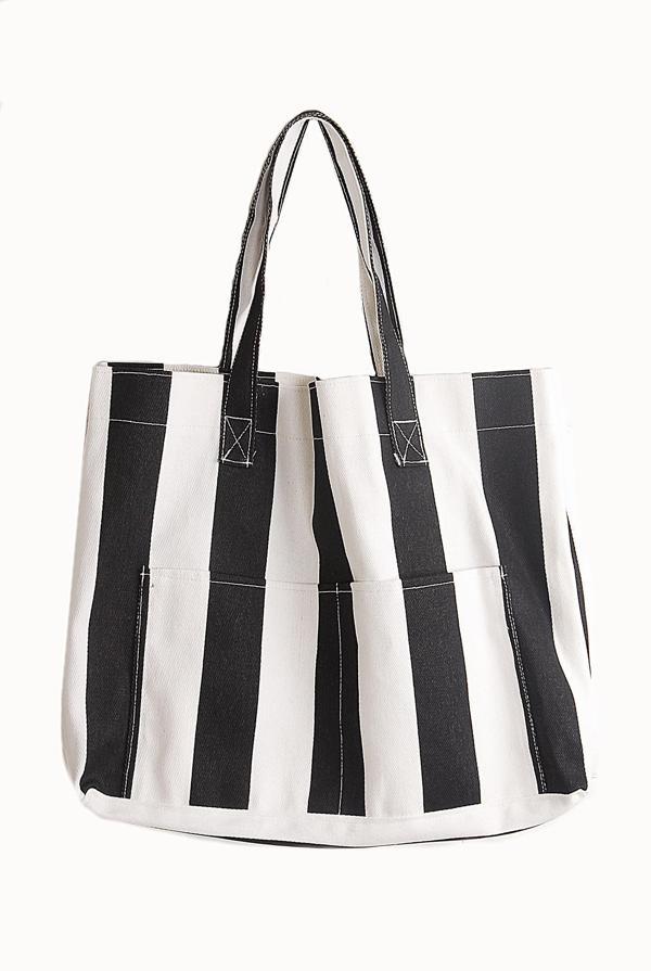 KENPAZAR Kadın Kanvas 2 Cepli Günlük Renkli Plaj Omuz Çantası Siyah - Image 1