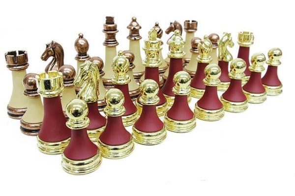 KENPAZAR Satranç Taşı Zamak Polyester Krem Bordo Dekoratif Hediyelik - Image 1