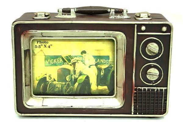 KENPAZAR Dekoratif Metal Televizyon Bavul Vintage Biblo Hediyelik - Image 1