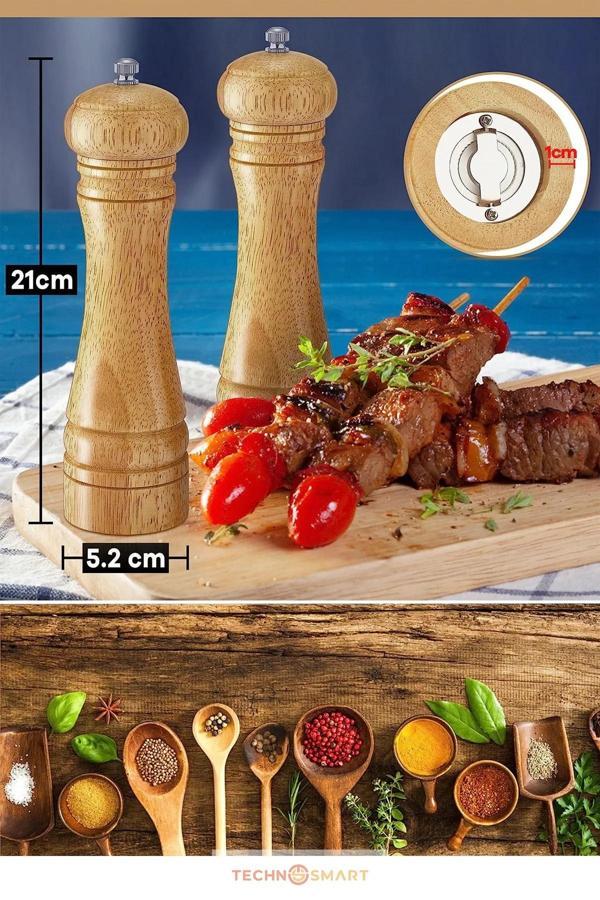 KENPAZAR Doğal Ahşap Değirmen Karabiber Tuz Kahve Baharat Öğütücü Manuel El Değirmeni - Image 1