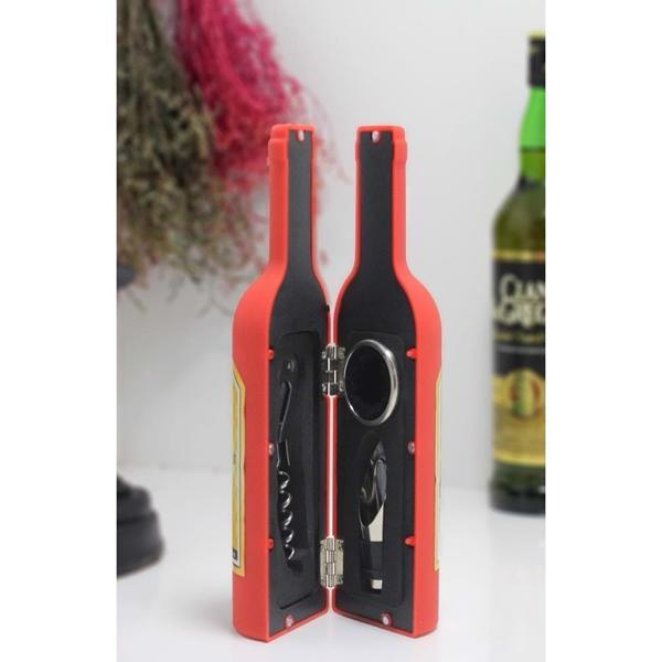 KENPAZAR Şişe Tirbuşon Seti Küçük Kırmızı - Image 1