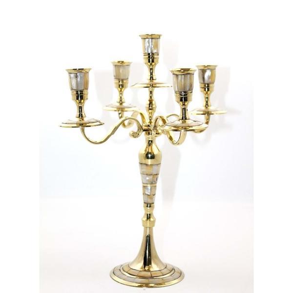 KENPAZAR Pirinç Sedefli 5'Li Şamdan - Image 1