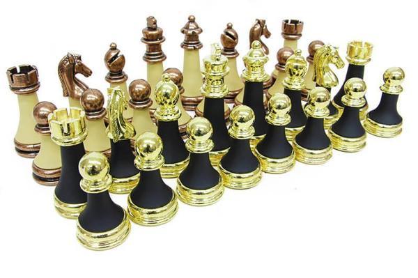 KENPAZAR Satranç Taşı Zamak Polyester Krem Siyah - Image 1