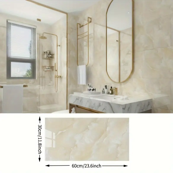 KENPAZAR Sarı Mermer Desenli Alüminyum Plastik Duvar Sticker - Image 1