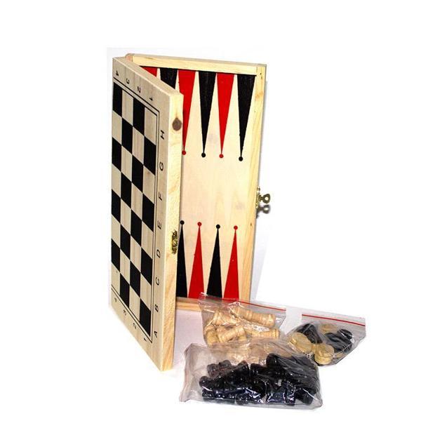 KENPAZAR Ahşap Tavla Satranç Hobi Oyun Seti - Image 1