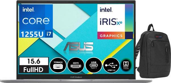 Asus Vivobook X1504ZA-BQ324 İntel Core I7 1255U 16gb 1tb SSD 15.6" Windows11Pro FHD X1504ZA39+ZettaÇanta - Image 1