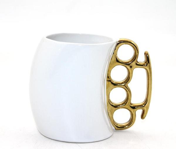 Porselen Muşta Tasarımlı Kupa Bardak Beyaz Renk - Image 1