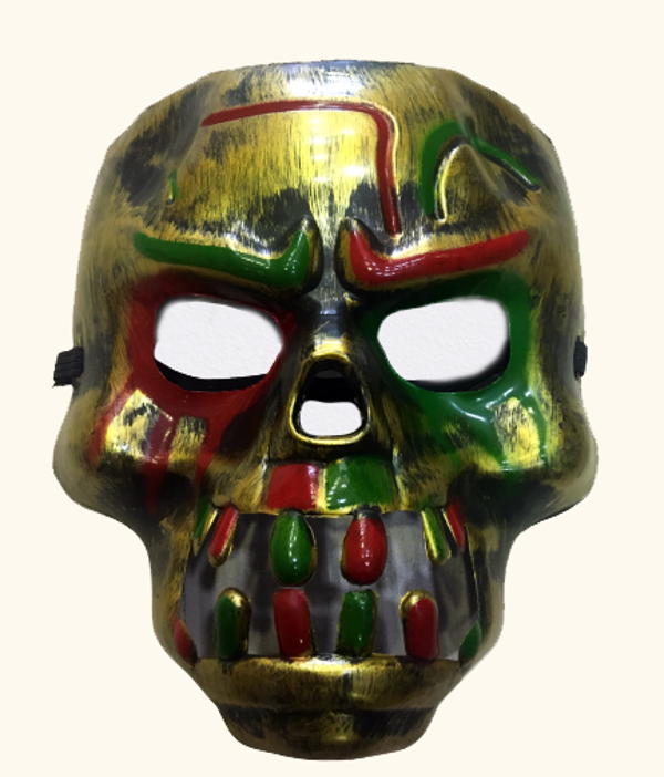 Kırmızı Kanlı Dişli Dracula Kafatası Maskesi Altın Renk - Image 1