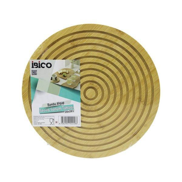 YUVARLAK  ÇAP: 28CM  ÇİFT TARAFLI= DÜZ - KANALLI AHŞAP BAMBU SERVİS SUNUM TAHTASI TEPSİ (5250) - Image 1