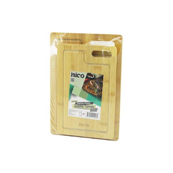 2PCS SETD.DÖRTGEN KENARLI - OVAL DELİKLİ AHŞAP BAMBU KESİM PANOSU - KESME TAHTASI 18X28X1CM--22X32X1CM (5250) - Image 1