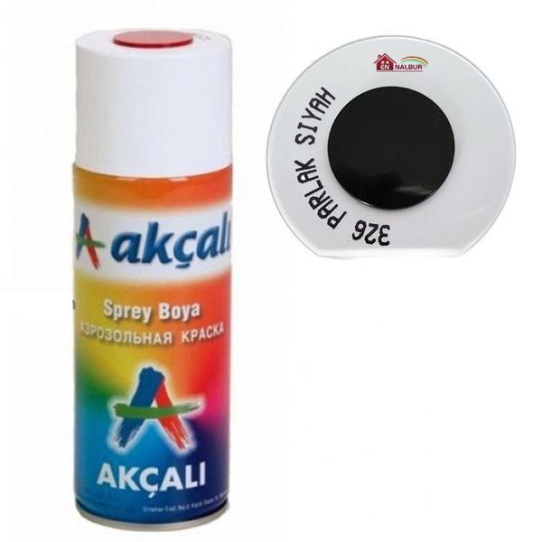 Akçalı Sprey Boya 400 ml 326 Parlak Siyah - Image 1