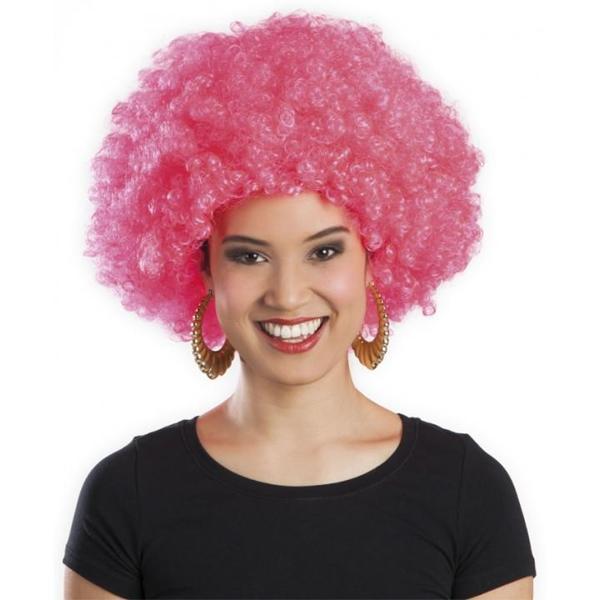 Pembe Renk Kıvırcık Afro Bonus Parti Peruğu - Image 1