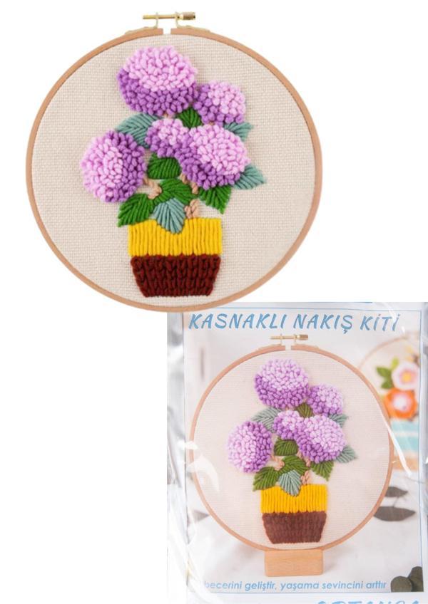 Nakış Kitleri Kasnaklı 13.5 X 18.8 cm Ortanca - Image 1