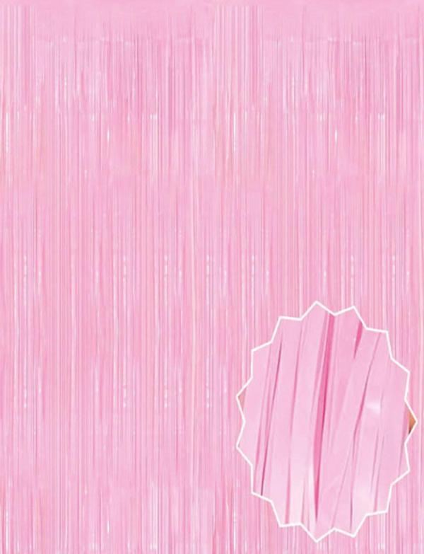 Soft Pembe Püsküllü Kapı Perdesi - Parti, Baby Shower, Cinsiyet Partisi 1x2 m (5250) - Image 1
