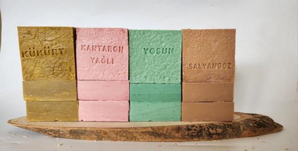 Doğal Üretim Sabunu Karışık (Kükürt-Kantaron-Yosun-Salyangoz) 12'li Set - Image 1