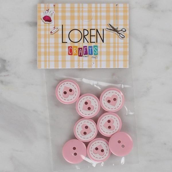 Loren Crafts pembe 8 li kalp düğme - 472 - Image 1
