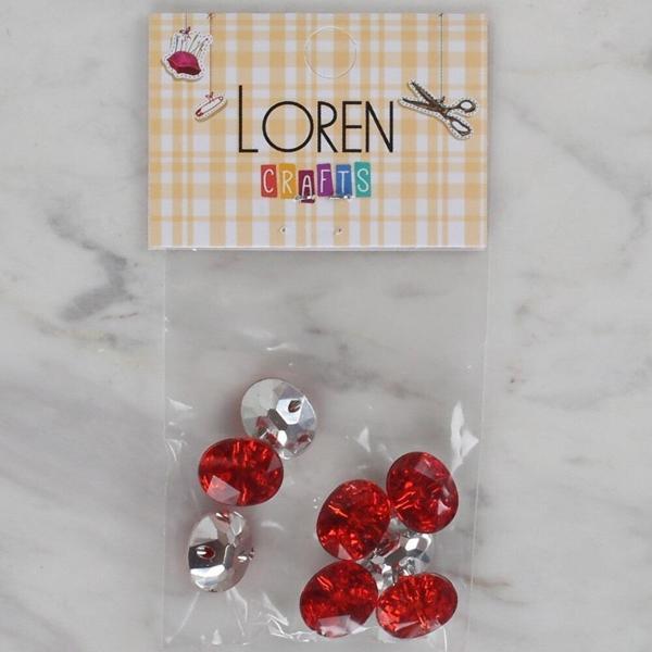 Loren Crafts kırmızı 8 li düğme - 240 - Image 1