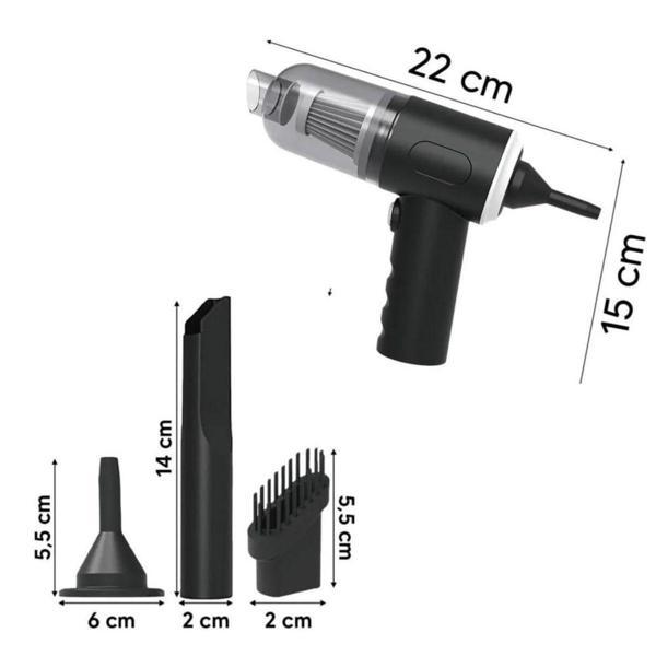 3in1 Araç İçi Kablosuz Şarjlı Mini El Süpürgesi Vakum ve Üfleme (5250) - Image 1