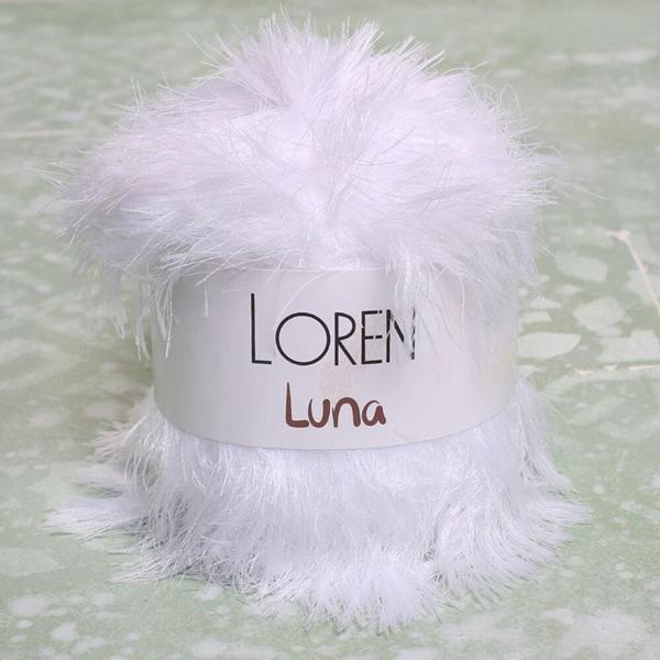 Loren Luna Tavşan Tüyü Beyaz El Örgü İpi - R001 - 34006 - Image 1